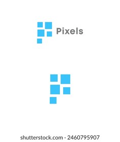 Pixel P Letter Logo Identity Sign Symbol Template  