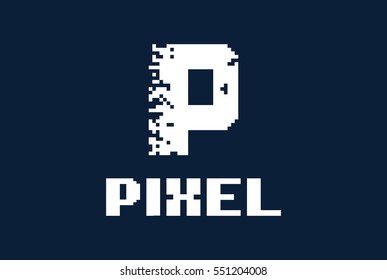 Pixel with P Vector Logo Template