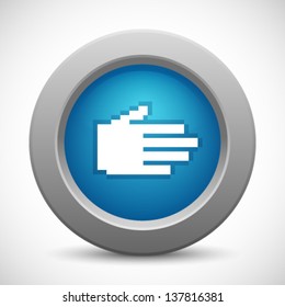 Pixel palm button, vector illustration  