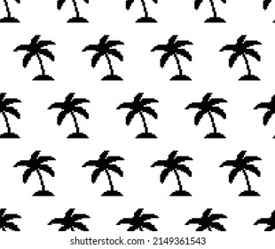  pixel palm coconut tree Seamless Pattern vector  pixel art for 8 bit game