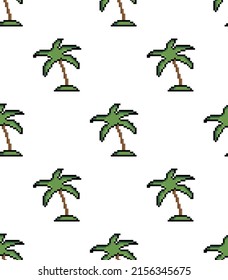  pixel palm coconut tree Seamless Pattern vector  pixel art for 8 bit game