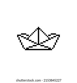 icono de bote de papel píxel.  Logo de 8 bits de bote de arte de píxeles vectores para el juego