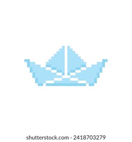 icono de bote de papel píxel.  Logo de 8 bits de bote de arte de píxeles vectores para el juego
