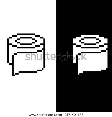 pixel paper toilet icon. Vector pixel art 8 bit for game company logo template 
