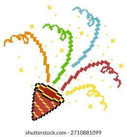 Pixel Party Popper Explosion Illustration 