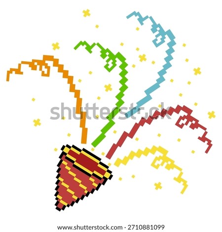 Pixel Party Popper Explosion Illustration 