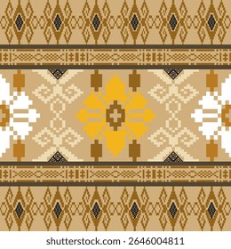 Pixel, Pastel Geometric Floral Tile Seamless Pattern for carpet, print, wrap, decorative, illustration, Fabric, Wallpaper, Ceramics. 
