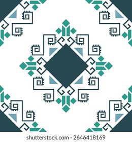 Pixel, Pastel Geometric Floral Tile Seamless Pattern for carpet, print, wrap, decorative, illustration, Fabric, Wallpaper, Ceramics. 
