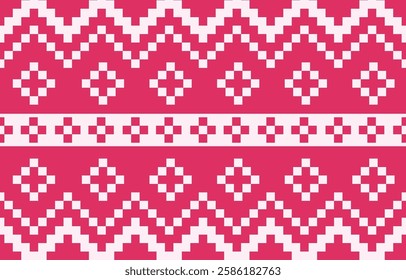  Pixel pattern. Abstract seamless pattern.Simple modern background. Repeat geometric design.pixel pattern with Nordic snowflakes for winter hats, ugly sweaters, jumpers. wallpapper