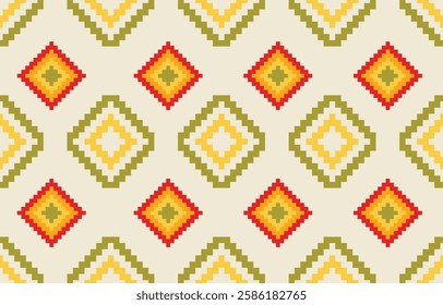  Pixel pattern. Abstract seamless pattern.Simple modern background. Repeat geometric design.pixel pattern with Nordic snowflakes for winter hats, ugly sweaters, jumpers. wallpapper