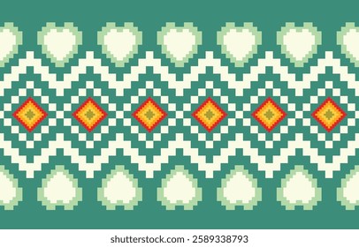 Pixel pattern. Abstract seamless pattern.Simple modern background. Repeat geometric design.pixel pattern with Nordic snowflakes for winter hats, ugly sweaters, jumpers. wallpapper