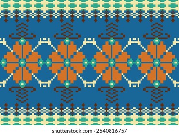 Pixel pattern art wallpaper Background, Design for fabric, curtain, carpet ,geometry seamless pattern art illustration .Pixel art pattern seamless for Fabric geometric ethnic pattern seamless.