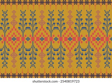 Pixel padrão arte papel de parede de fundo, Design para tecido, cortina, tapete, geometria sem costura padrão arte ilustração .Pixel padrão de arte sem costura para tecido geométrico padrão étnico sem costura.