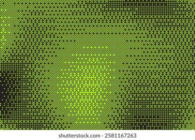 Pixel pattern background with bitmap game texture. Dotted dither vector green and black gradient bg. Abstract geometric noisy screen tone. Retro digital wallpaper