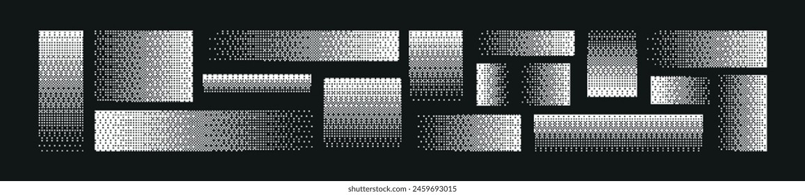 Pixel pattern background with square textures gradient from black to white. Flat vector illustration isolated