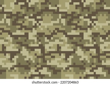
Pixel pattern camouflage military shape texture, endless background. Ornament