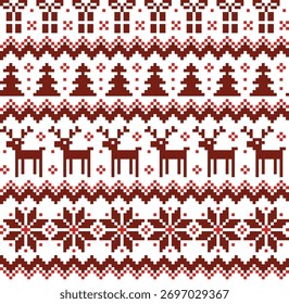 Pixel pattern Christmas New Year wallpaper Christmas fabric pattern seamless
