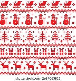 Pixel pattern Christmas New Year wallpaper Christmas fabric pattern seamless

