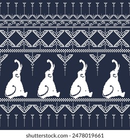 Elefantengewebe Muster traditionelles Design Präsentieren ethnische Kunststoffe Stoffe, Überzeugungen und Eigenschaften von lokalen Stoffen und Blumen, die zum Weben von Teppichen und Batiktuch verwendet werden