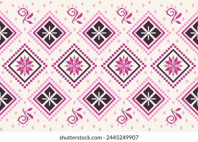 Patrón de pixel étnico oriental tradicional. patrón de tela de diseño patrón textil africano indonesio, indio, América patrón sin fisuras. Ilustración vectorial abstracta del estilo azteca para la ropa impresa, textura, tela