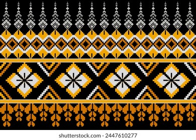 Pixel pattern ethnic oriental traditional. design fabric pattern textile African Indonesian,Indian, America seamless pattern. Aztec style abstract vector illustration for print clothing, texture, fabr