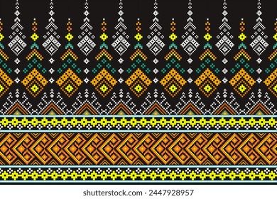 Patrón de pixel étnico oriental tradicional. patrón de tela de diseño patrón textil africano indonesio, indio, América patrón sin fisuras. Ilustración vectorial abstracta del estilo azteca para la ropa impresa, textura, tela