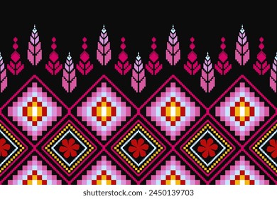Patrón de pixel étnico oriental tradicional. patrón de tela de diseño patrón textil africano indonesio, indio, América patrón sin fisuras. Ilustración vectorial abstracta del estilo azteca para la ropa impresa, textura, tela