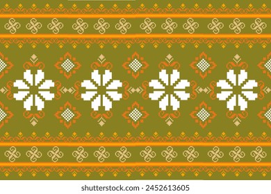 Pixel pattern ethnic oriental traditional. design fabric pattern textile African Indonesian,Indian, America seamless pattern. Aztec style abstract vector illustration for print clothing, texture, fabr