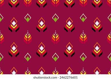 Pixel pattern ethnic oriental traditional. design fabric pattern textile African Indonesian,Indian, seamless Aztec style abstract vector illustration for print clothing, texture, fabric, wallpaper, de