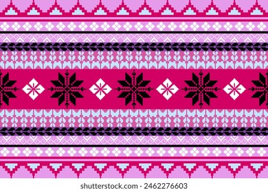 Pixel pattern ethnic oriental traditional. design fabric pattern textile African Indonesian,Indian, seamless Aztec style abstract vector illustration for print clothing, texture, fabric, wallpaper, de