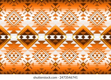 Pixel pattern ethnic oriental traditional. Design fabric pattern textile African, Aztec African America Indian seamless. Floral pixel art pattern on navy background  vector illustration