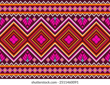 Padrão de pixel étnico oriental tradicional. padrão de tecido de design têxtil africano indonésio, indiano, sem costura estilo asteca abstrata vetor ilustração para impressão de roupas, textura, tecido, papel de parede, de