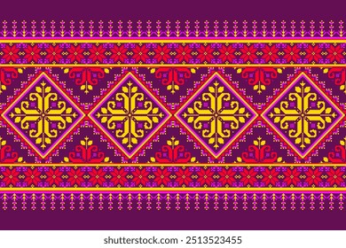 Padrão de pixel étnico oriental tradicional. padrão de tecido de design têxtil africano indonésio, indiano, sem costura estilo asteca abstrata vetor ilustração para impressão de roupas, textura, tecido, papel de parede, de