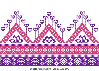 A pixel pattern of hearts and floral