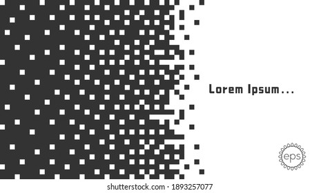 Pixel pattern with indentation for text. Vector monochrome illustration with squares, banner, background.