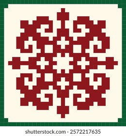 Pixel pattern Kazakh ornament. Vector illustration