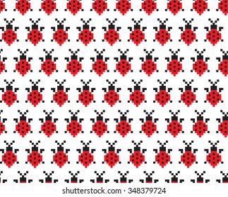 pixel pattern with ladybug