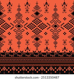 Patrón de píxeles. Patrón étnico original. Antecedentes Abstractas. Naranja. Patrón sin fisuras. Para telas impresas, alfombras, cortinas, mantas, sarongs, camisas y otras decoraciones según se desee.