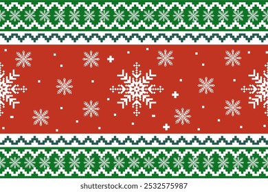  pixel pattern seamless pattern with christmas festival. tribal pattern. local fabric patternม cross stitch