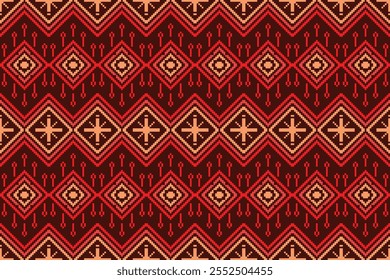 Pixel Pattern, design de fundo tradicional contínuo. padrão indígena, padrão tribal, padrão gráfico