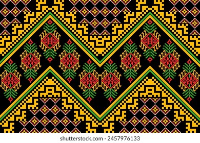 Pixel pattern tribal art geometric ethnic background traditional Ukrainian Cross-Stitch Embroidery - Detailed Vector
Illustration for Textile Print Design