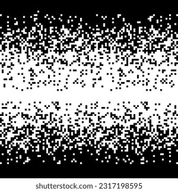 Pixel pattern. Vector horizontal seamless background. Abstrac glitch texture design. Retro geometric illustration. Game wallpaper. Simple repeat square textile. Gradient from black to white.