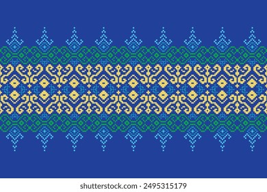 Pixel pattern,pixel art.Tribal striped pattern,wall paper, background embroidery. Aztec kente geometric,ornament print. Textile Design for carpet, cover wallpaper, wrapping, fabric, clothing, fashion.