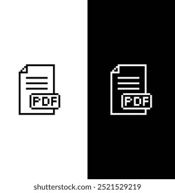 ícone pixel do arquivo pdf. Vetor pixel art documento pdf logotipo de 8 bits para o jogo