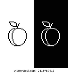 pixel peach  icon.  Vector pixel art peach 8 bit for game  logo template 