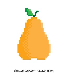 pixel pear icon.  Vector pixel art pear 8 bit logo for game