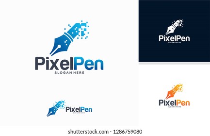 Pixel Pen logo designs concept vector, Creator logo template designs