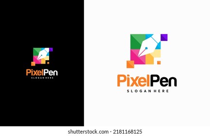 Pixel Pen Logo Designs Concept Vector, Creator Logo Template Designs	