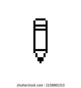 icono de lápiz de píxeles.  Lápiz de arte de píxeles vectores logotipo de 8 bits para juego