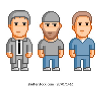 Pixel people for 8 bit video game and design